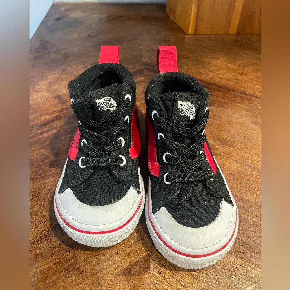 Vans Kids Black and Red Sneakers